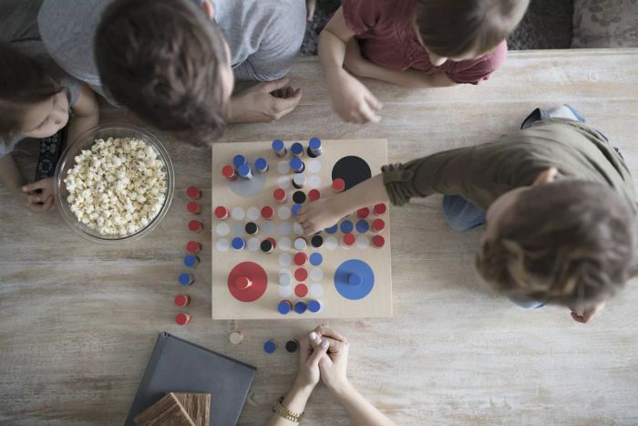 Family enjoying a board game together