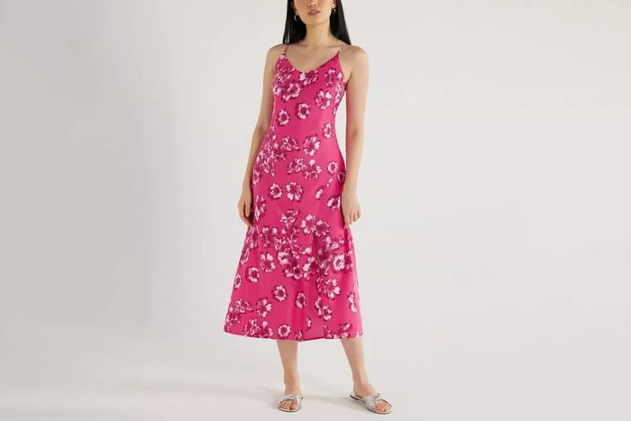 Scoop Women's Satin Midi Slip Dress with Side Slit
