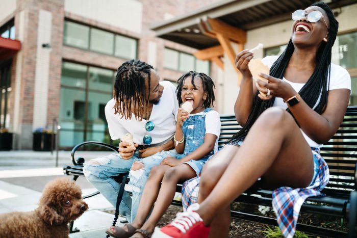 Family enjoying ice cream together