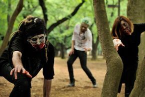 People pretending to be zombies