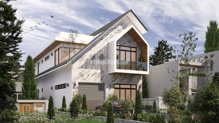 Nhà 1 trệt 1 lầu 5x15 mái lệch được thiết kế với những đường nét độc đáo, phá cách