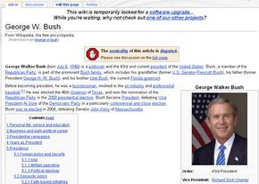 A screenshot from the Wikipedia page dedicated to George W. Bush