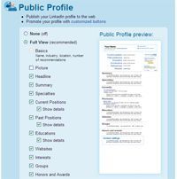 LinkedIn public profile settings