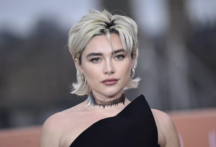 Florence Pugh rocking a spiky mullet