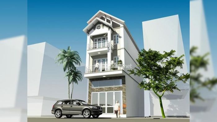 Mẫu nhà 3 tầng 100m2 với mái thái phong cách tân cổ điển