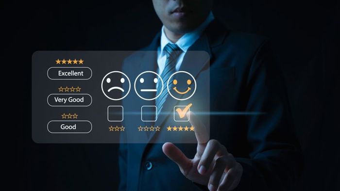 A businessman participating in a customer satisfaction survey.