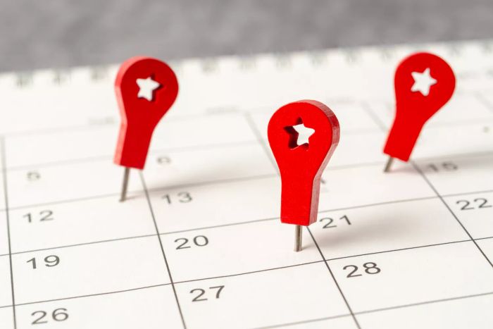 Image: Pins on a calendar