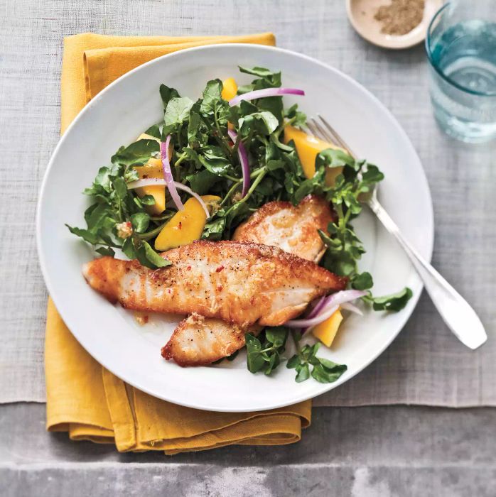 Seared Tilapia With Watercress and Mango Salad