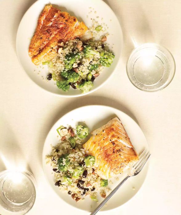 Spiced Cod With Broccoli-Quinoa Pilaf, an easy healthy recipe.