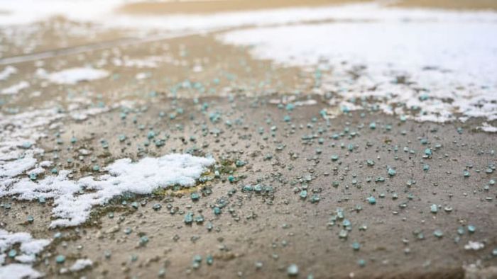 Rock salt can cause significant damage to concrete driveways.