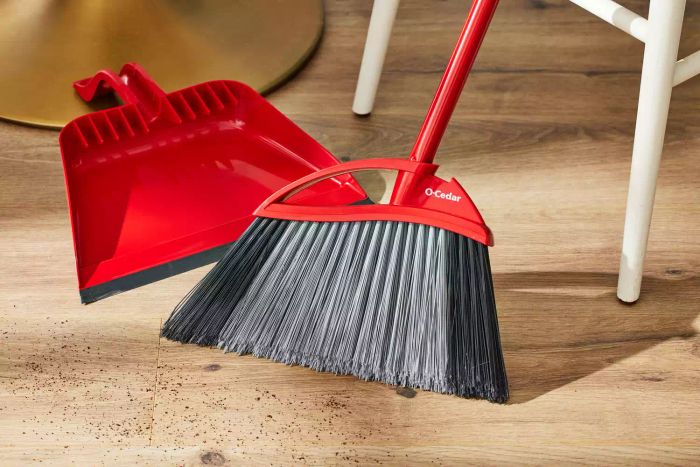 The O-Cedar Pet Pro Broom & Step-On Dustpan PowerCorner performed exceptionally well on wood floors.