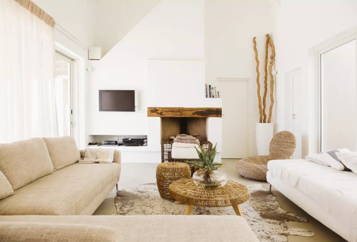 Sleek modern white living room