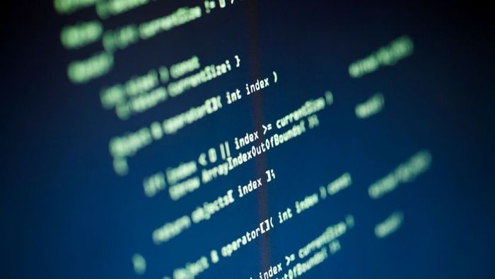 A computer code running on a laptop.