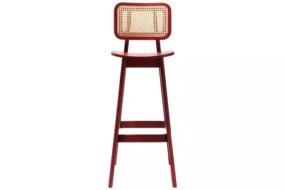 Industry West Domino Stool in Dark Red finish