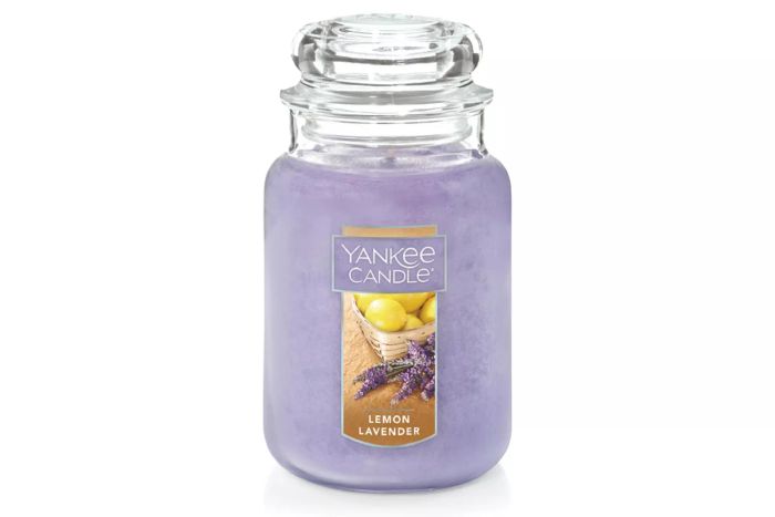 Amazon offers the Yankee Candle Lemon Lavender Scented, Classic 22oz Large Jar Single Wick Candle, with over 110 hours of burn time.