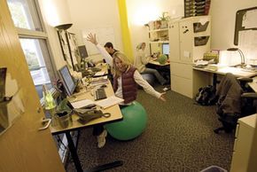 Google workers enjoying their workspace