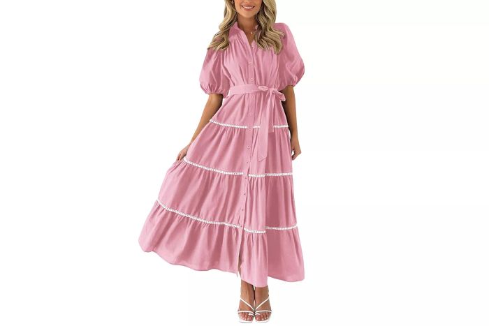 PRETTYGARDEN Button-Down Shirt Dress
