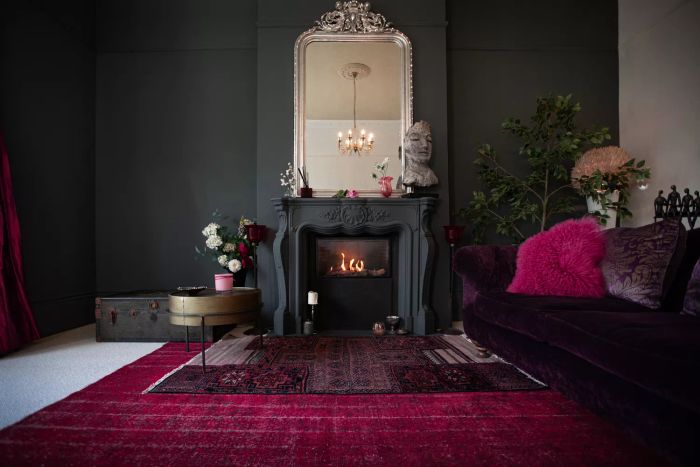 Black-themed living room