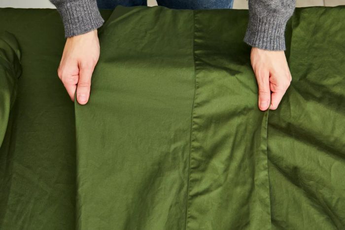 A close-up view of the Nest Bedding Sateen Organic Cotton Sheet Set.