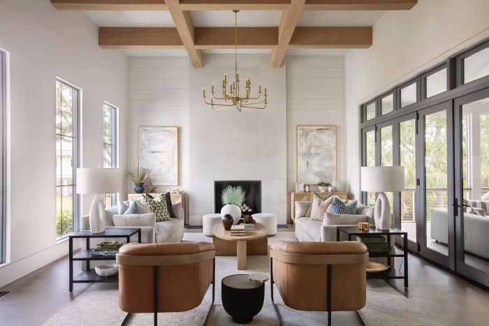 A living room designed with Scandinavian influences.