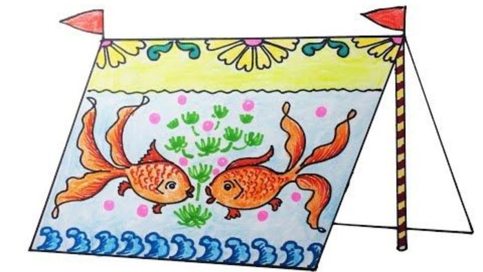vẽ trang trí lều trại lớp 8 đẹp nhất