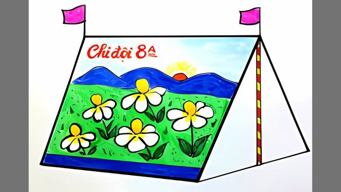 Trang trí lều trại lớp 8 đơn giản nhưng đầy ấn tượng, mang đến không gian gần gũi và dễ chịu.