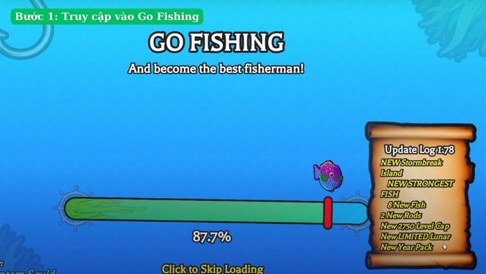 Hướng dẫn sử dụng mã code Go Fishing - bước 1