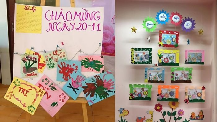 Trang trí cửa lớp mầm non đẹp mắt với những chi tiết đáng yêu sẽ giúp tạo không gian dễ chịu và thu hút sự chú ý của các bé.