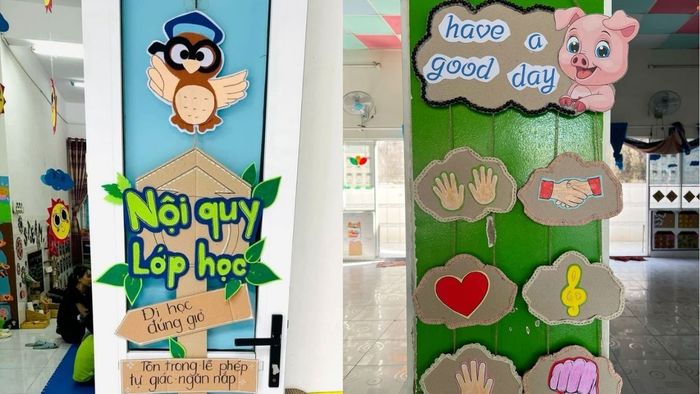 Trang trí cửa chính lớp mầm non