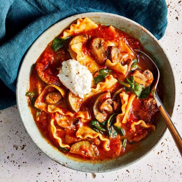 bowl of vegetarian lasagna soup