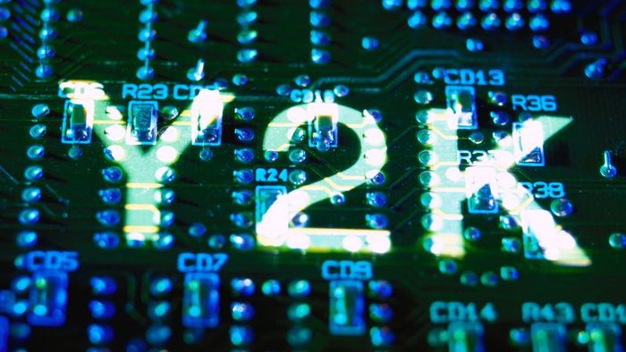 Y2K warning displayed on a motherboard