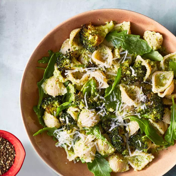 Simple Pasta Recipes - Healthy Roasted Broccoli Pesto Pasta