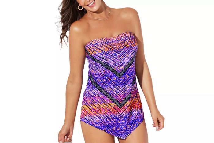 Swimsuits For All Longer Length Scarf Bandeau Tankini