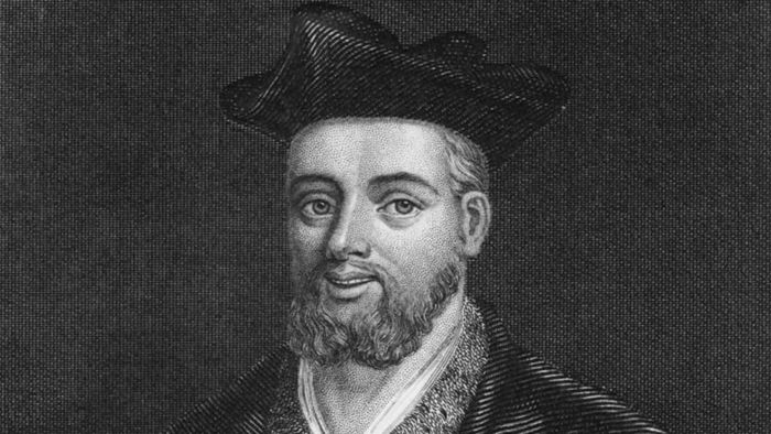 French Renaissance author and satirist Francois Rabelais, around 1530. Engraving by Hinchliff after Mariette.