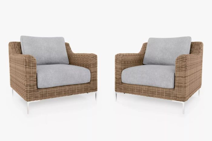 Outer Brown Wicker Outdoor Armchair Conversation Set