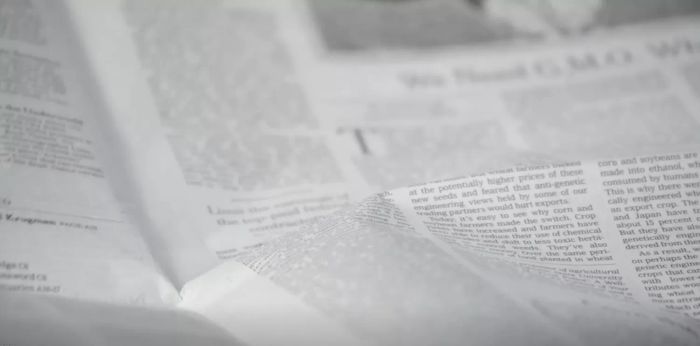 Table covered with newspaper