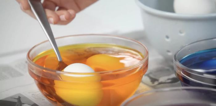 Dyeing Easter eggs