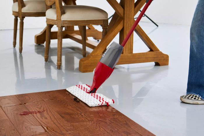 O-Cedar ProMist MAX Microfiber Spray Mop cleaning a wood floor