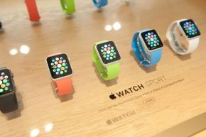 Apple Watches showcased at a Paris boutique in September 2014