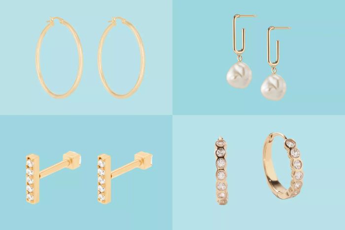 A vibrant collage showcasing popular earrings designed for sensitive ears
