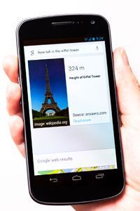 Google Voice Search can tell you the dimensions of the Eiffel Tower.
