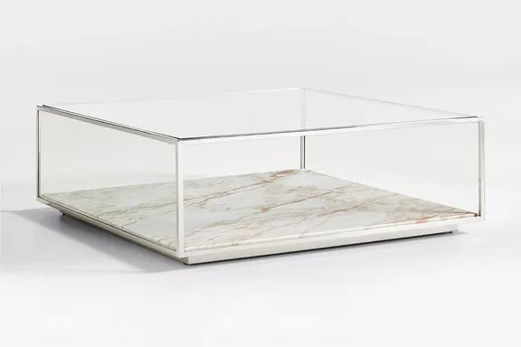 Crate & Barrel Modernist Metal and Glass Coffee Table