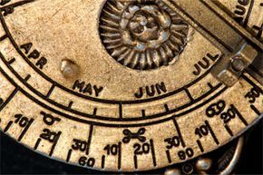 The names of the months and corresponding dates are displayed on the astrolabe.
