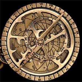 A finely crafted brass astrolabe.
