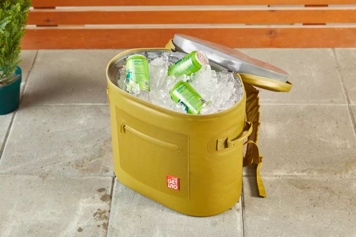 The Get Out Cooler Bag shown resting on the floor