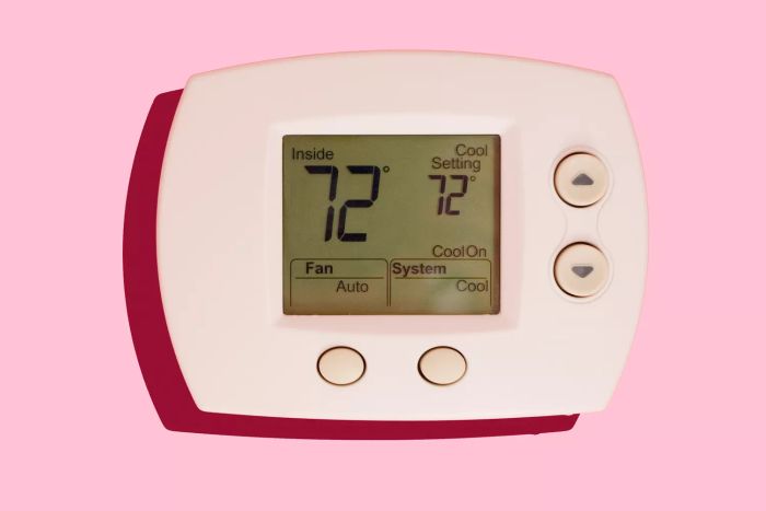 Thermostat with a pink background