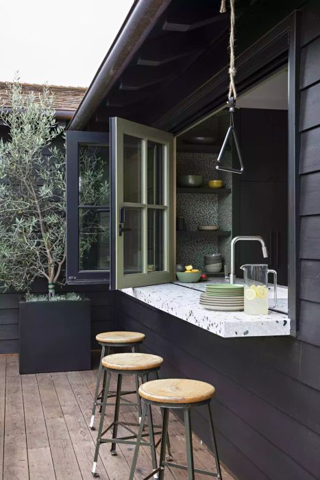 outdoor bar connected to deck
