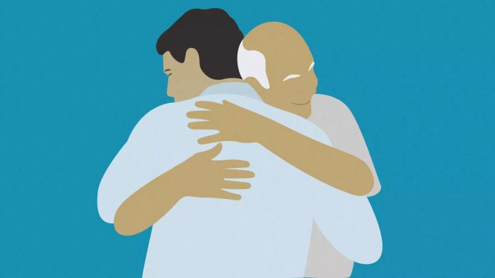Father's day quotes – son’s tribute to dad (father and son embracing)