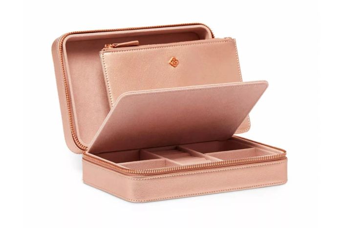 Medium Travel Jewelry Case in Rose Gold