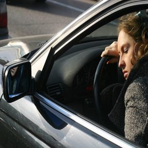 Driver nodding off behind the wheel.